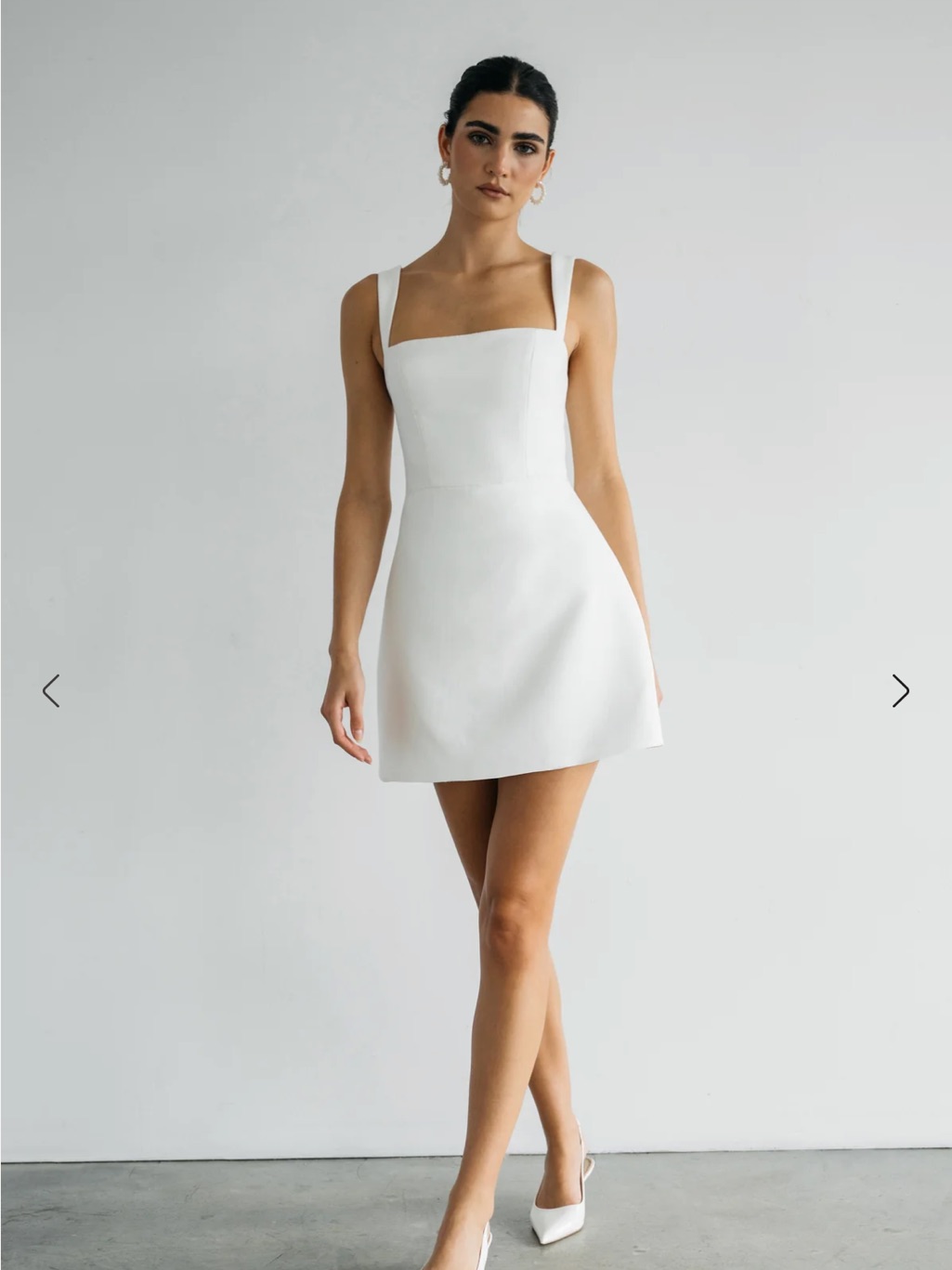 Jenny Yoo White Mini Dress With Square Neck